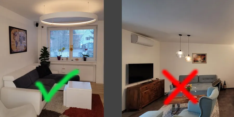Intenzita osvětlení v obývacím pokoji, lepší LED lustr nebo bodovky?